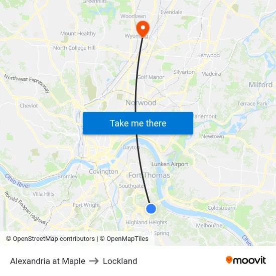 Alexandria at Maple to Lockland map