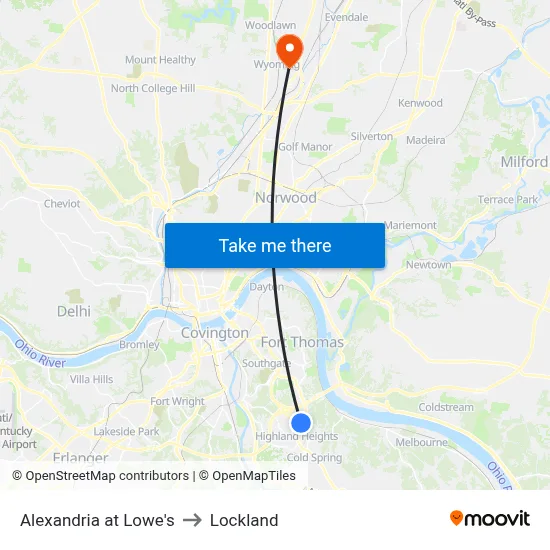 Alexandria at Lowe's to Lockland map