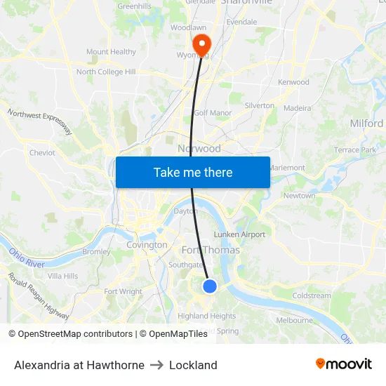 Alexandria at Hawthorne to Lockland map