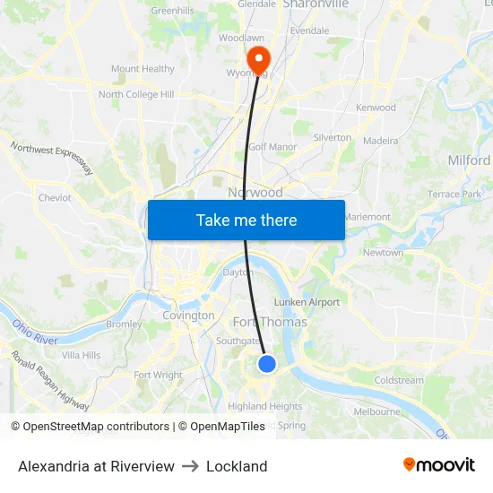 Alexandria at Riverview to Lockland map