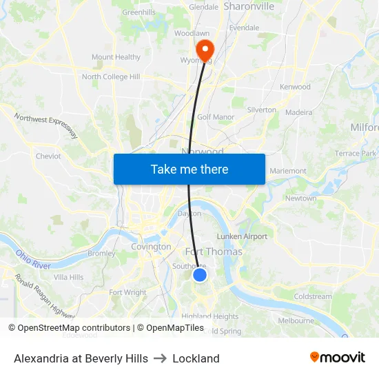 Alexandria at Beverly Hills to Lockland map