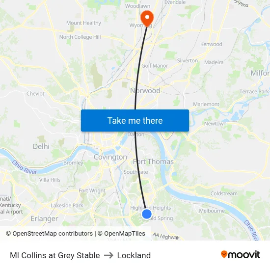 Ml Collins at Grey Stable to Lockland map