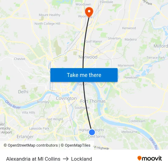 Alexandria at Ml Collins to Lockland map