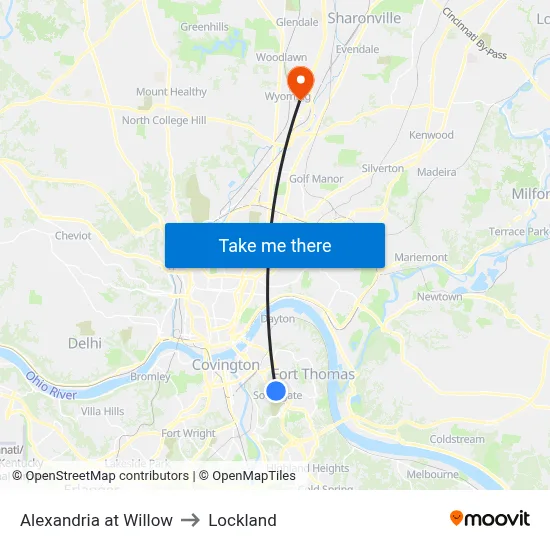Alexandria at Willow to Lockland map