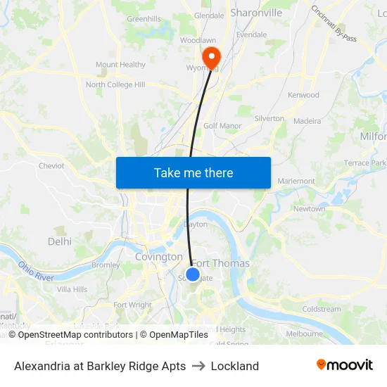 Alexandria at Barkley Ridge Apts to Lockland map