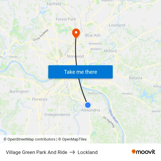 Village Green Park And Ride to Lockland map