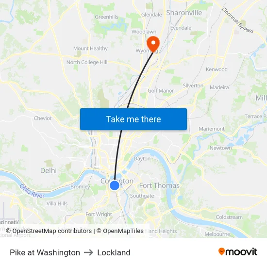 Pike at Washington to Lockland map