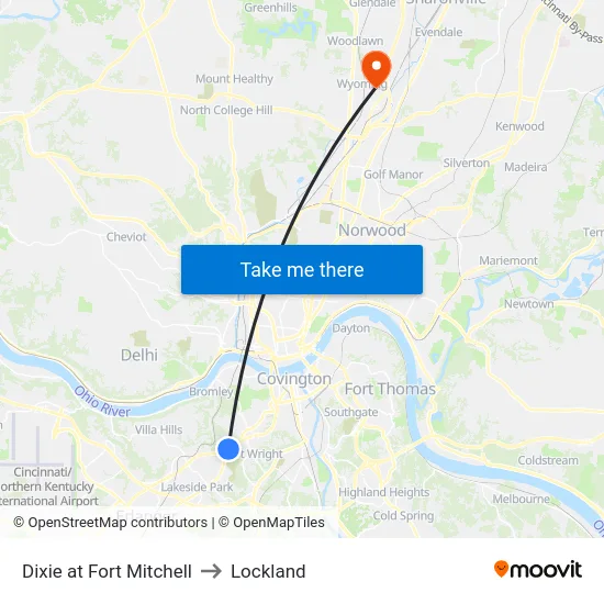 Dixie at Fort Mitchell to Lockland map