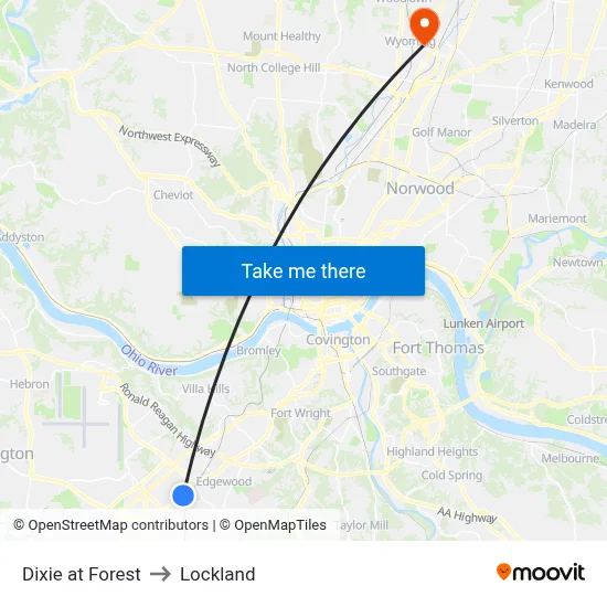 Dixie at Forest to Lockland map