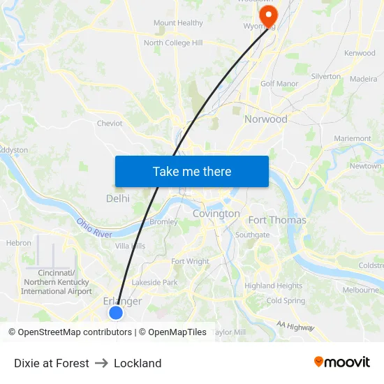 Dixie at Forest to Lockland map