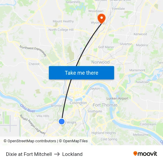 Dixie at Fort Mitchell to Lockland map