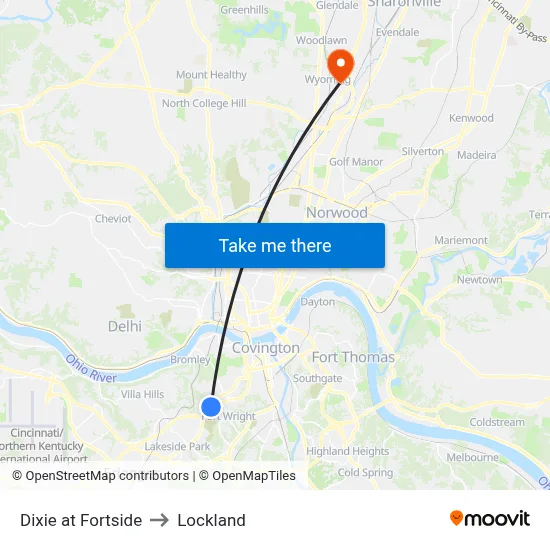 Dixie at Fortside to Lockland map