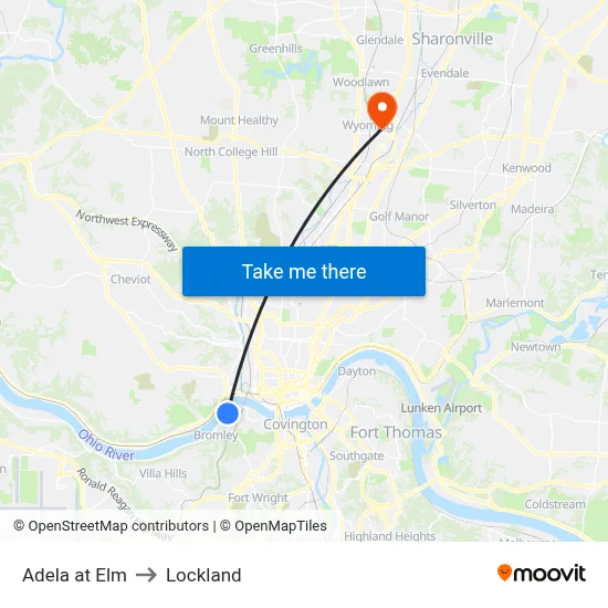 Adela at Elm to Lockland map