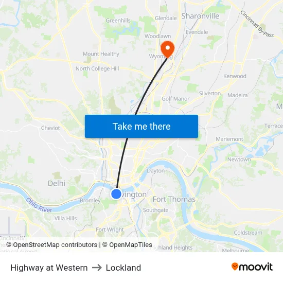 Highway at Western to Lockland map