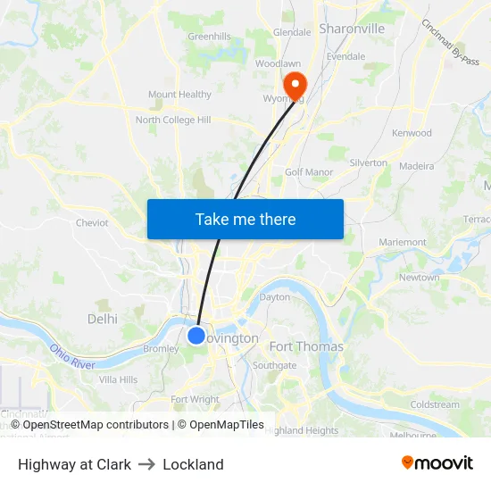 Highway at Clark to Lockland map