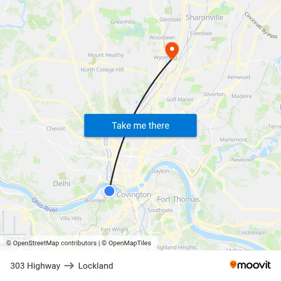 303 Highway to Lockland map