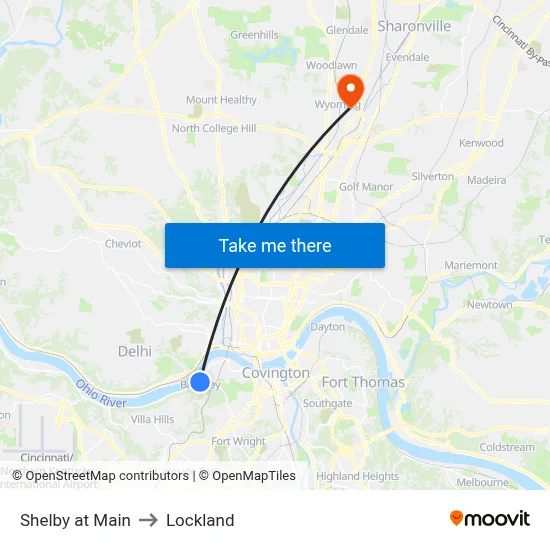 Shelby at Main to Lockland map