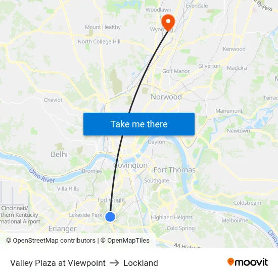 Valley Plaza at Viewpoint to Lockland map