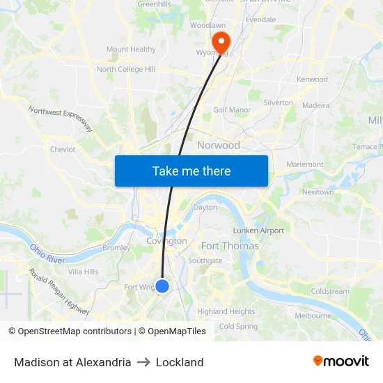 Madison at Alexandria to Lockland map