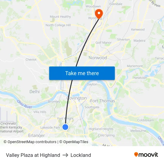 Valley Plaza at Highland to Lockland map