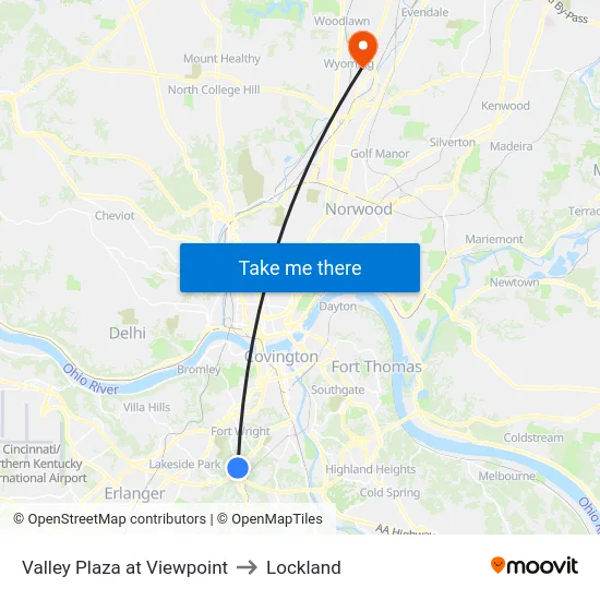 Valley Plaza at Viewpoint to Lockland map