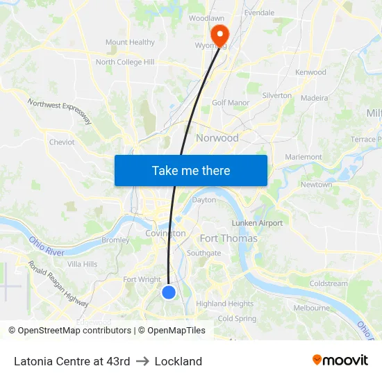 Latonia Centre at 43rd to Lockland map