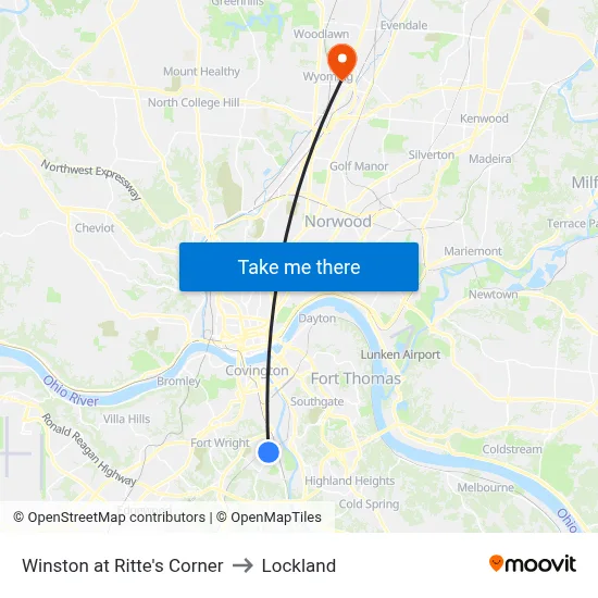 Winston at Ritte's Corner to Lockland map