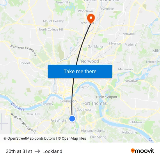 30th at 31st to Lockland map