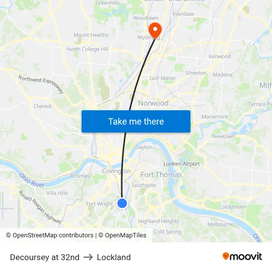 Decoursey at 32nd to Lockland map