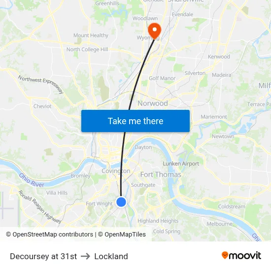 Decoursey at 31st to Lockland map