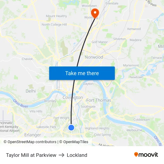 Taylor Mill at Parkview to Lockland map