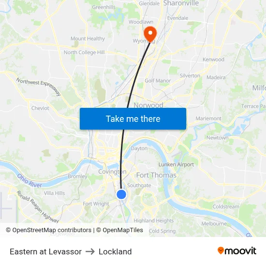 Eastern at Levassor to Lockland map