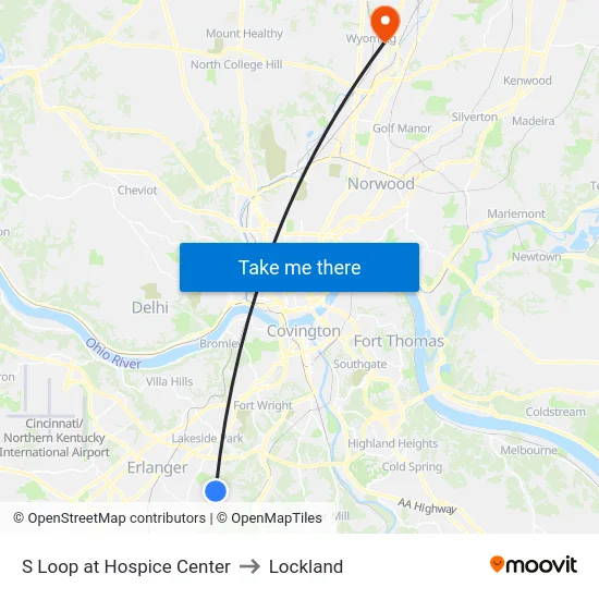 S Loop at Hospice Center to Lockland map