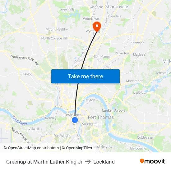 Greenup at Martin Luther King Jr to Lockland map