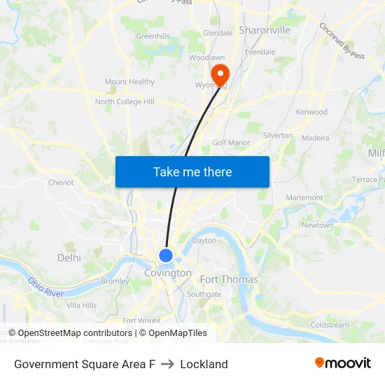 Government Square Area F to Lockland map