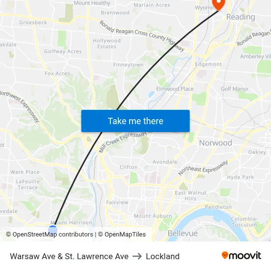 Warsaw Ave & St. Lawrence Ave to Lockland map