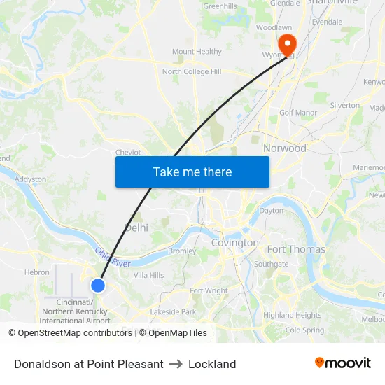 Donaldson at Point Pleasant to Lockland map