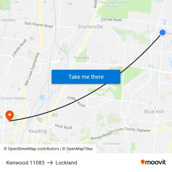 Kenwood 11083 to Lockland map