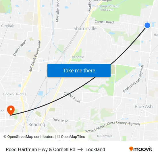 Reed Hartman Hwy & Cornell Rd to Lockland map
