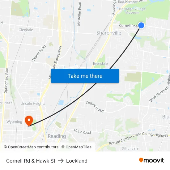 Cornell Rd & Hawk St to Lockland map