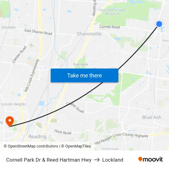 Cornell Park Dr & Reed Hartman Hwy to Lockland map