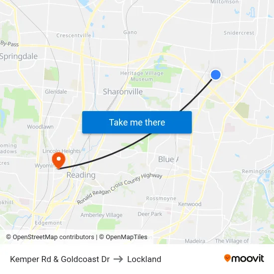 Kemper Rd & Goldcoast Dr to Lockland map