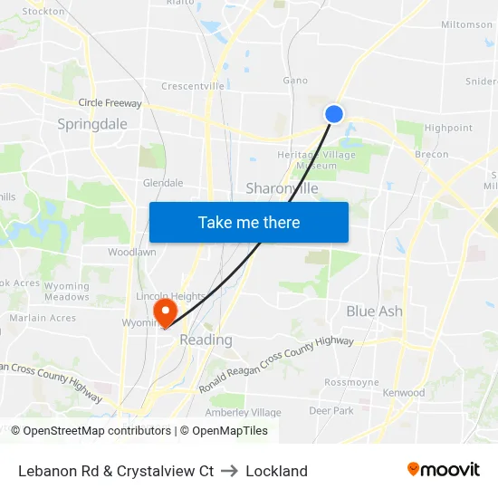 Lebanon Rd & Crystalview Ct to Lockland map