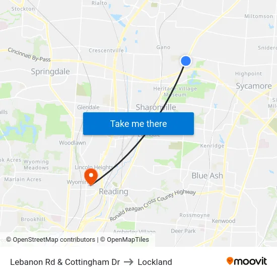 Lebanon Rd & Cottingham Dr to Lockland map