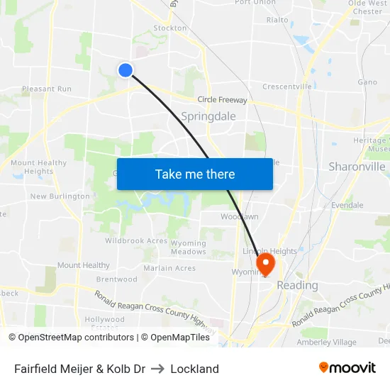 Fairfield Meijer & Kolb Dr to Lockland map