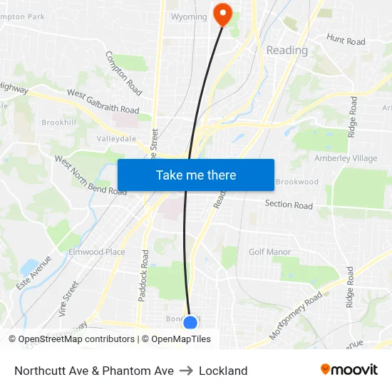Northcutt Ave & Phantom Ave to Lockland map