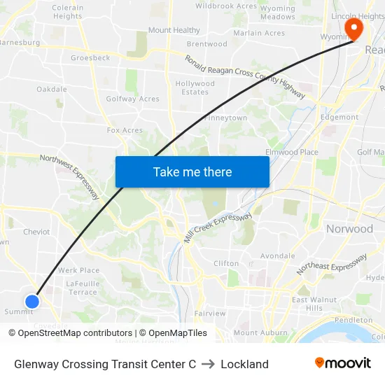 Glenway Crossing Transit Center C to Lockland map
