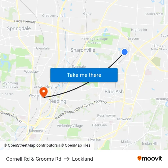 Cornell Rd & Grooms Rd to Lockland map