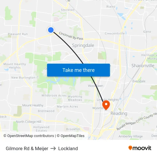 Gilmore Rd & Meijer to Lockland map
