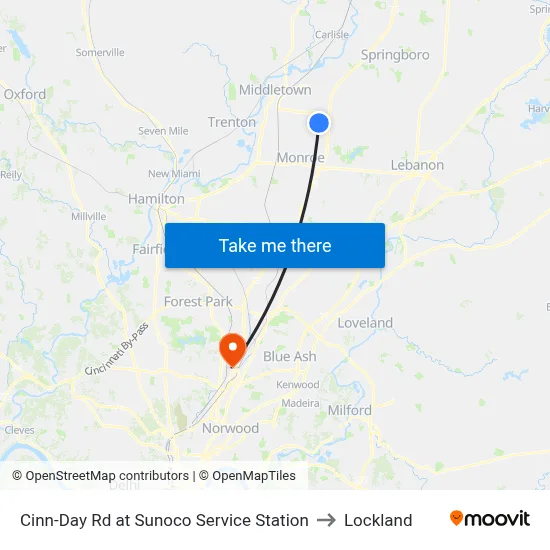Cinn-Day Rd at Sunoco Service Station to Lockland map